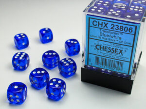 Dés (12mm) - Chessex 23806 : Translucent Blue/White