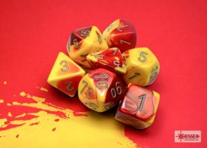 Dés Chessex 26450 : Gemini Red-Yellow w/Silver