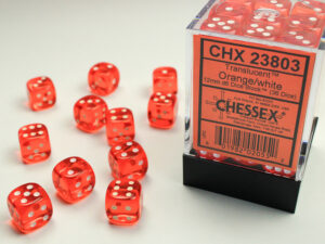 Dés (12mm) - Chessex 23803 : Translucent Orange/White