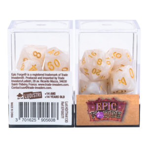 Dés - Epic Forge EF0007f : Blanc nacré et or