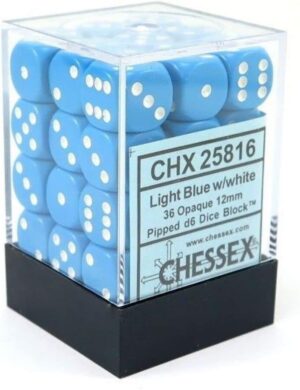Dés (12mm) - Chessex 25816 : Opaque Light Blue/White